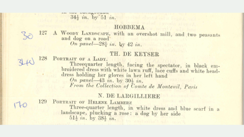 Extract from Christie’s auction catalogue of 31.03.1944. Library copy Extract from Christie’s auction catalogue