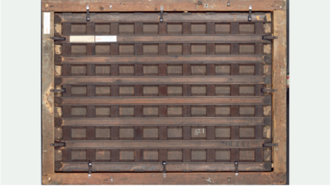 Reverse of the painting “Three-quarter Length Portrait of a Woman” by Thomas de Keyser Reverse of a painting