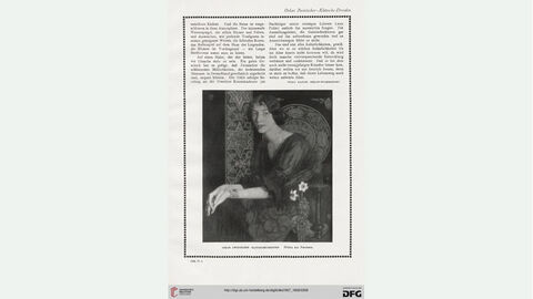 Black and white illustration of the painting in the magazine "Deutsche Kunst und Dekoration"