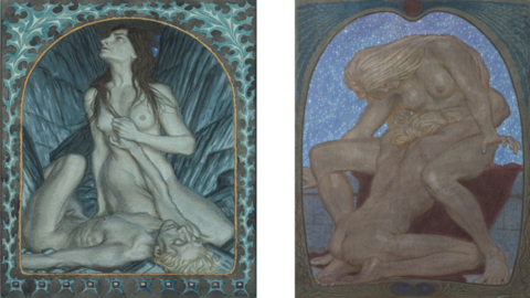 Fidus, Totenklage [Lamentation of the Dead] (1910) and Tröstender Schoß [Comforting Lap] (1911)